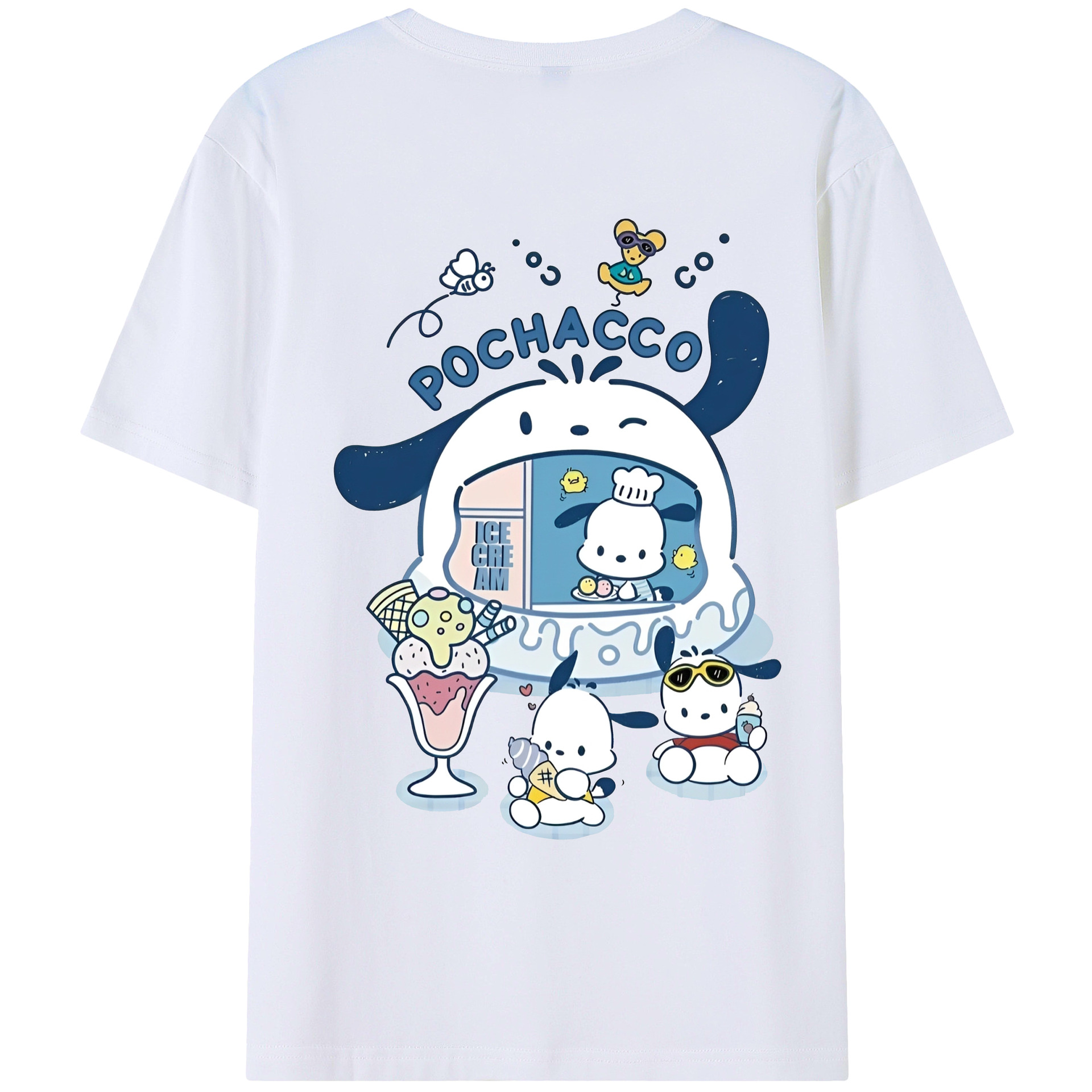 おもしろパッチャコ - レディース半袖Tシャツ ・ 綿100％ ・ バックプリント ・ 強化クルーネック ・ 二重折り袖口 ・ 快適 通気性 ・ フィットネス カジュアル 旅行用