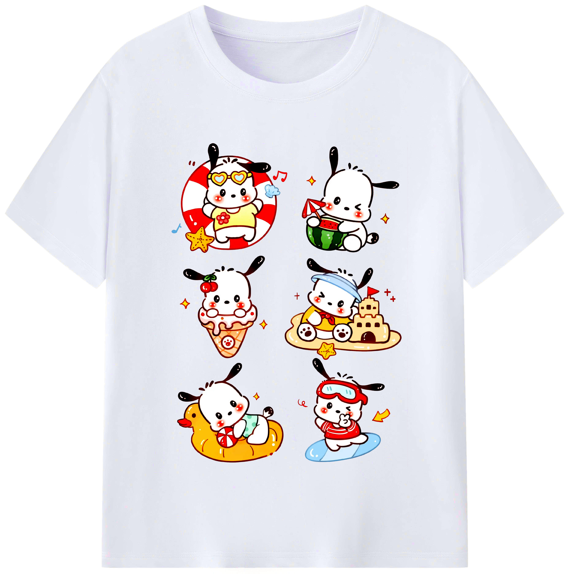 かわいいパッチャコ - レディースカジュアルプリントTシャツ ・ 綿100％ ・ クルーネック ・ フロントプリント ・ 柔らかく快適 ・ フィットネス カジュアル 旅行用