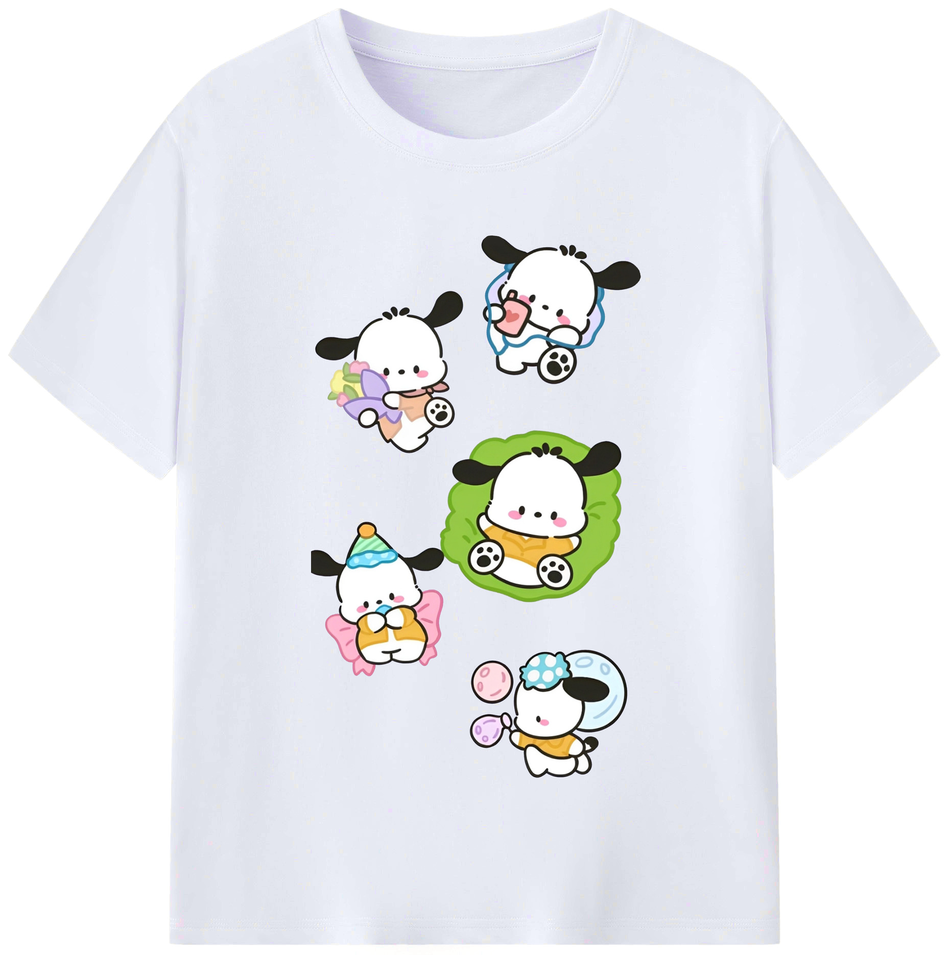 かわいいパッチャコ - レディースカジュアルプリントTシャツ ・ 綿100％ ・ クルーネック ・ フロントプリント ・ 柔らかく快適 ・ フィットネス カジュアル 旅行用