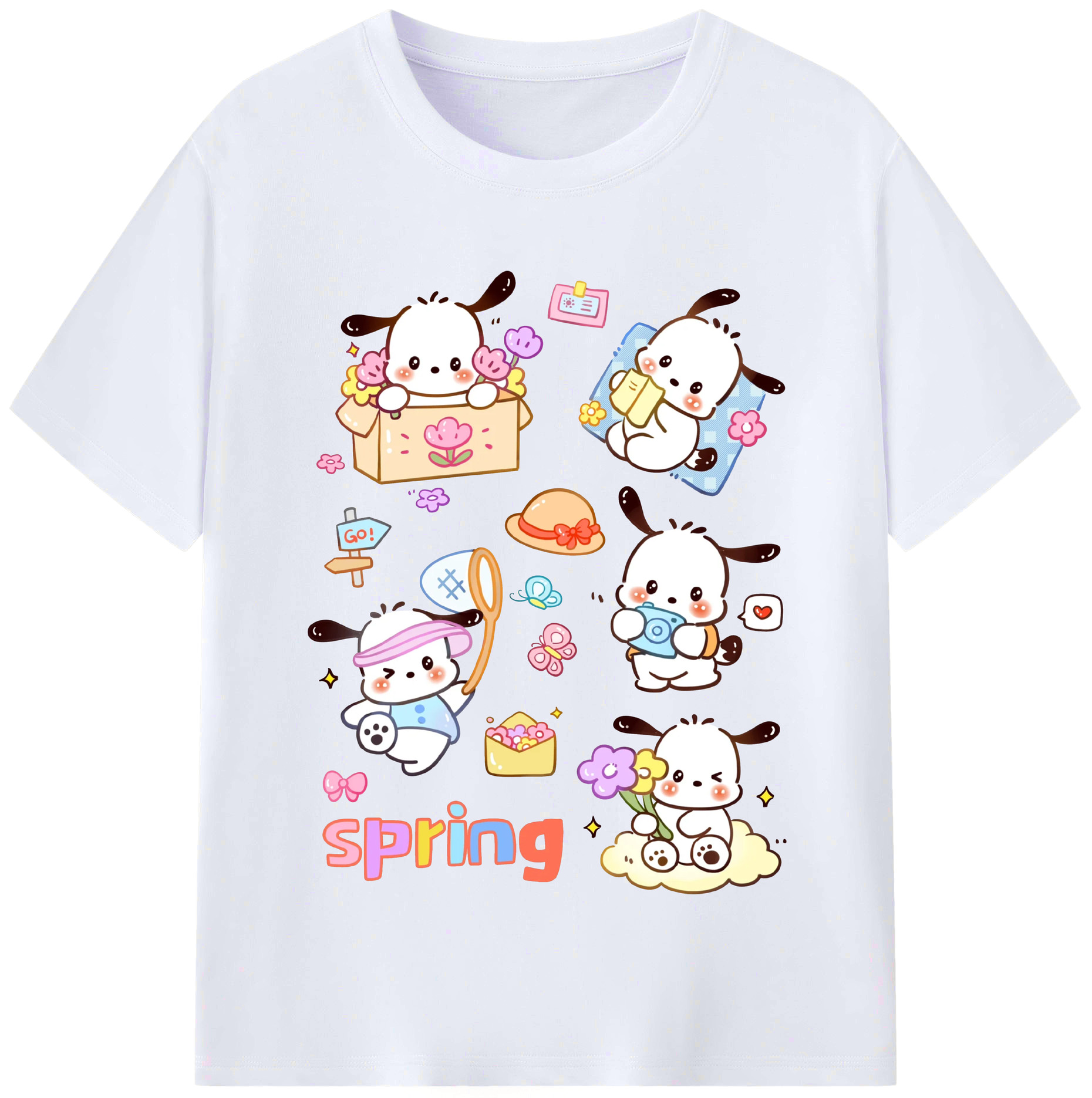 かわいいパッチャコ - レディースカジュアルプリントTシャツ ・ 綿100％ ・ クルーネック ・ フロントプリント ・ 柔らかく快適 ・ フィットネス カジュアル 旅行用