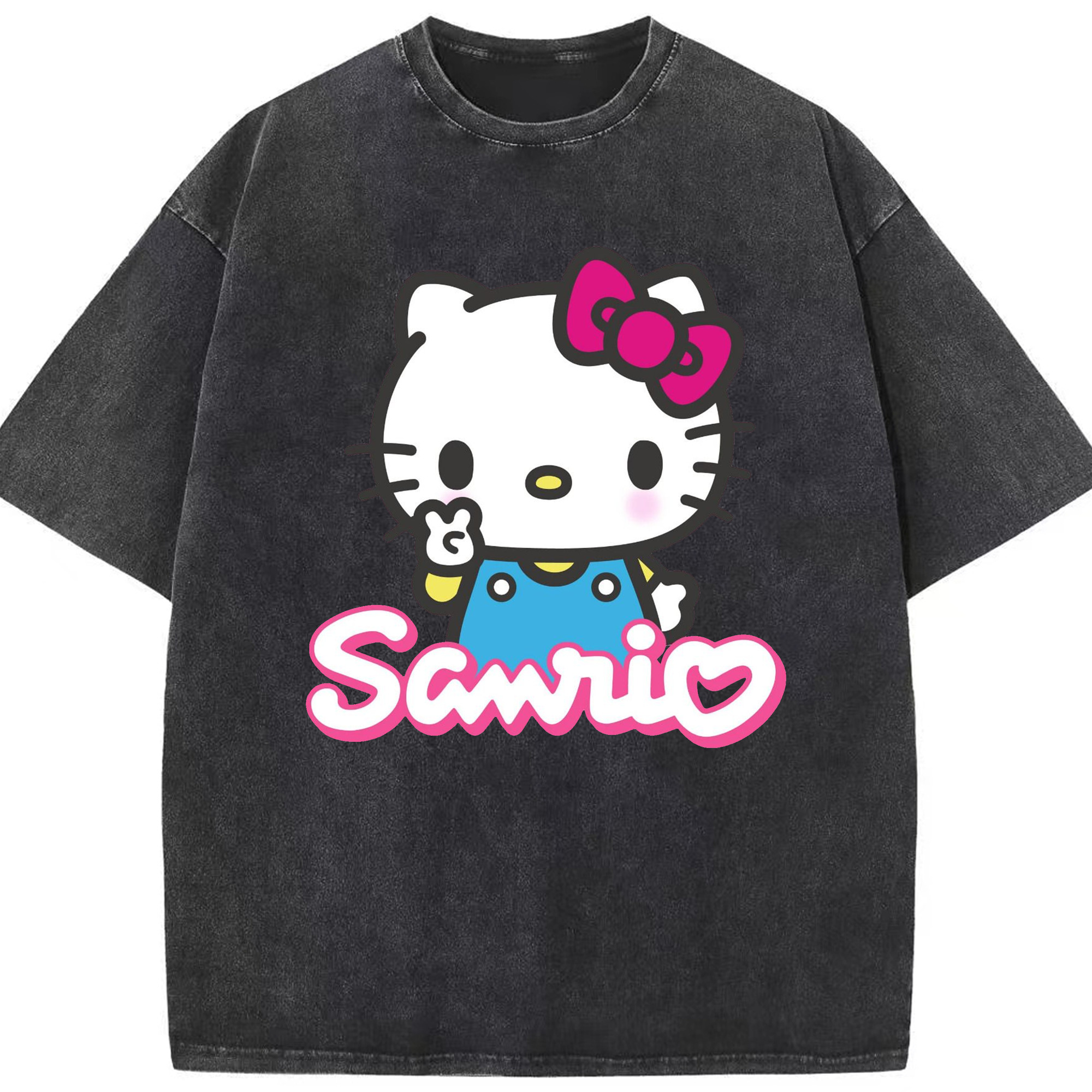 サンリオハローキティ - 綿100％ ヴィンテージ風 半袖Tシャツ ・ フロントプリント ・ 柔らか肌触り ・ 通気性 快適 ・ スポーツ カジュアル 外出用