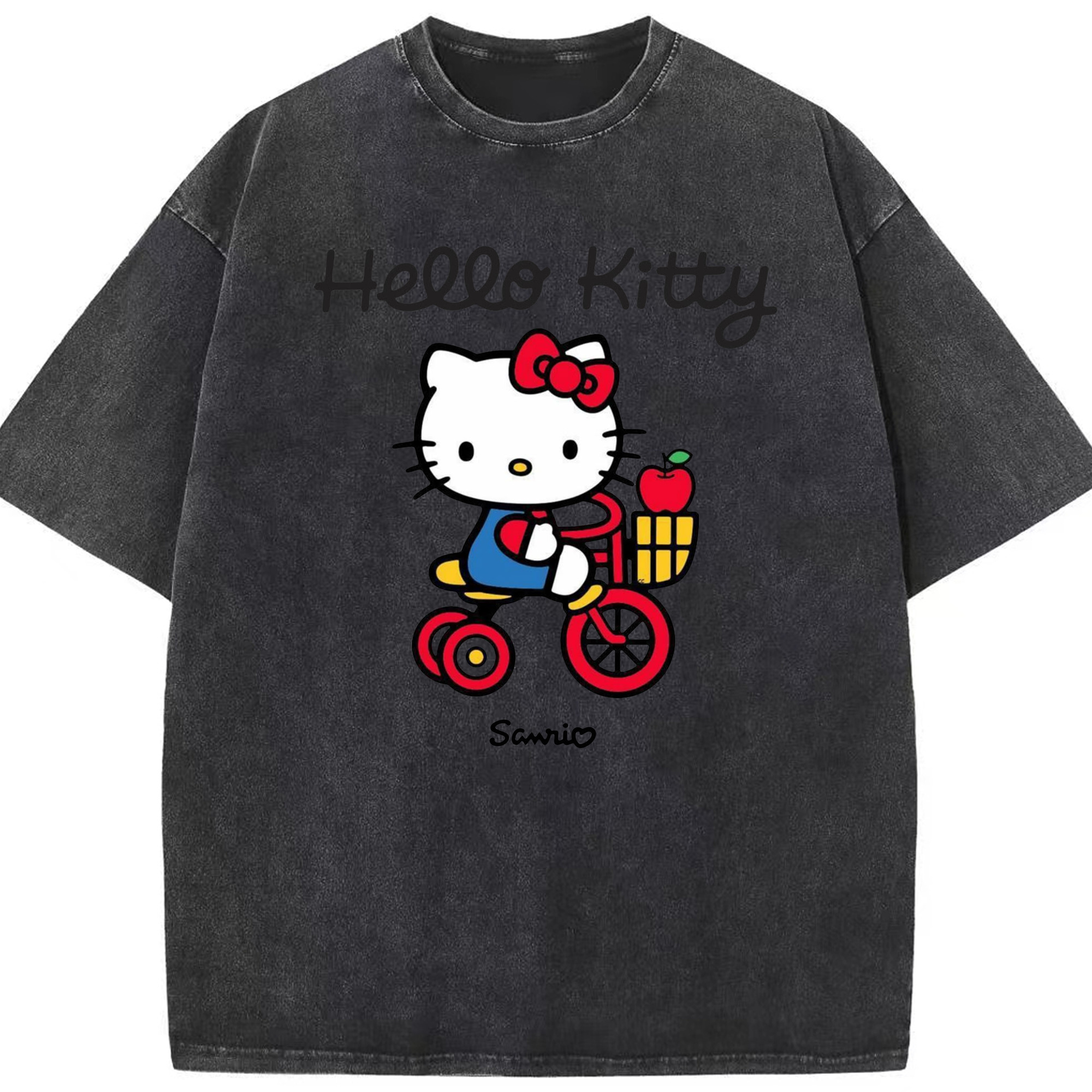 サンリオハローキティ - 綿100％ ヴィンテージ風 半袖Tシャツ ・ フロントプリント ・ 柔らか肌触り ・ 通気性 快適 ・ スポーツ カジュアル 外出用