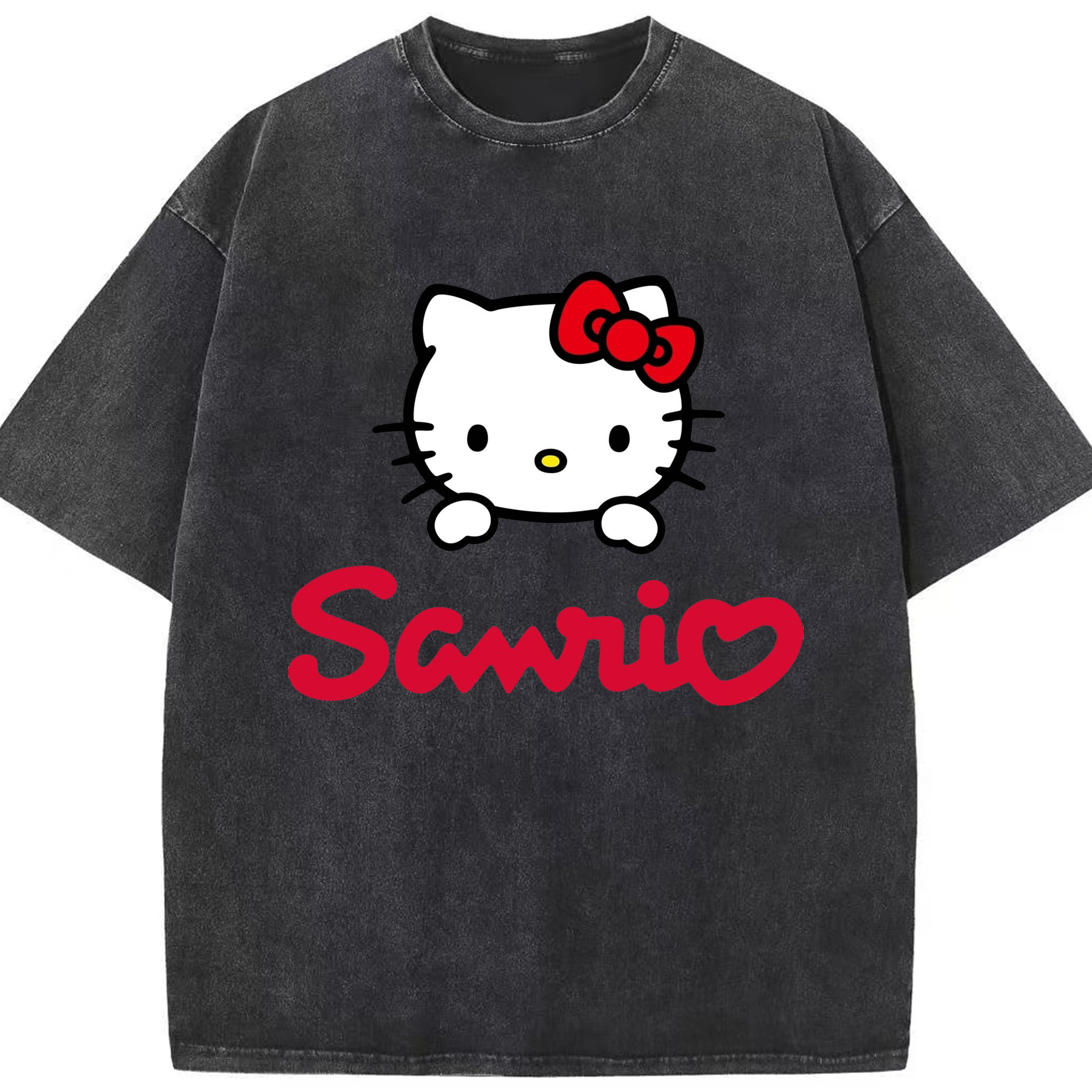 サンリオハローキティ - 綿100％ ヴィンテージ風 半袖Tシャツ ・ フロントプリント ・ 柔らか肌触り ・ 通気性 快適 ・ スポーツ カジュアル 外出用