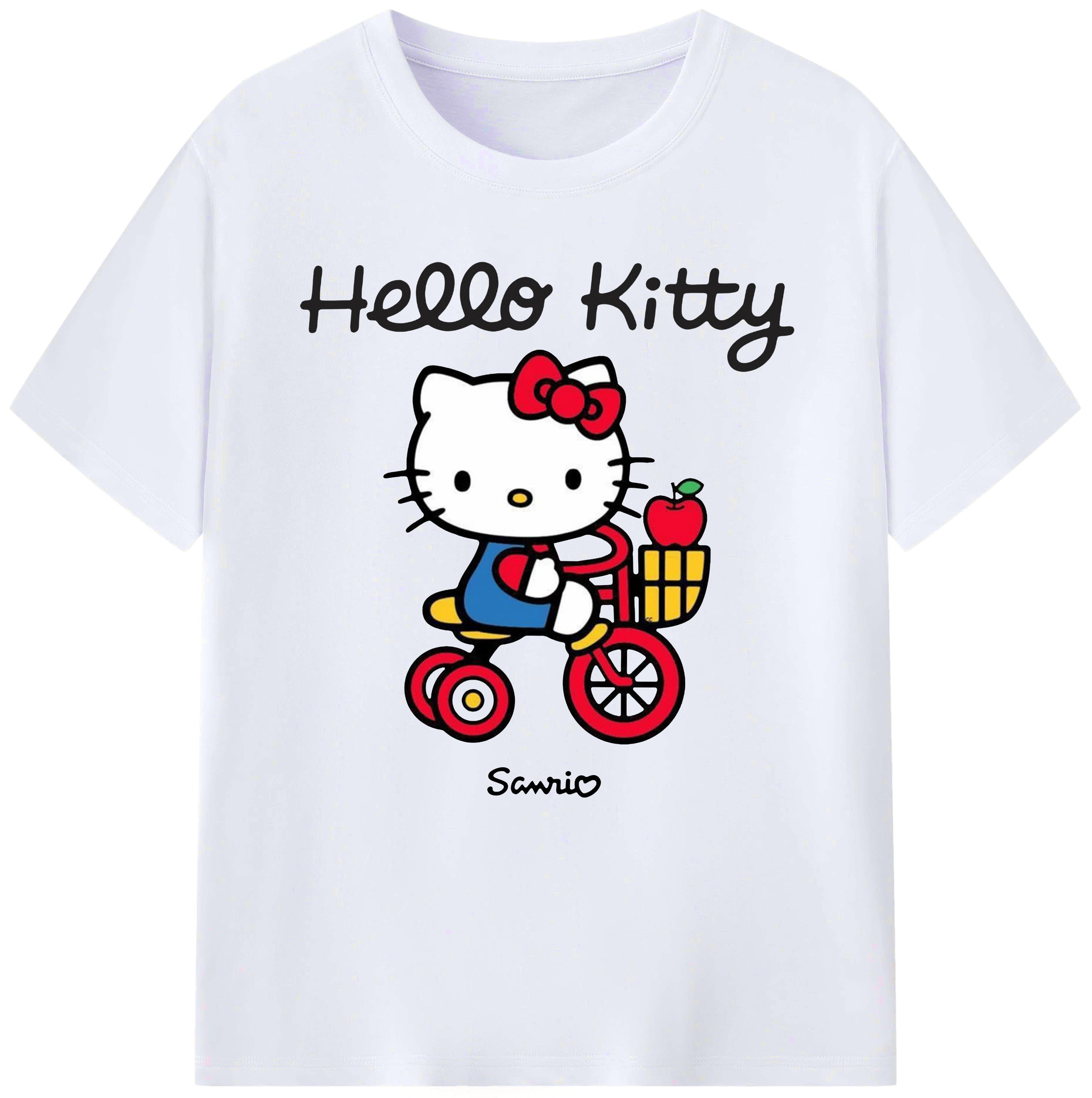 サンリオハローキティ - レディースカジュアルプリントTシャツ ・ 綿100％ ・ クルーネック ・ フロントプリント ・ 柔らかく快適 ・ フィットネス カジュアル 旅行用