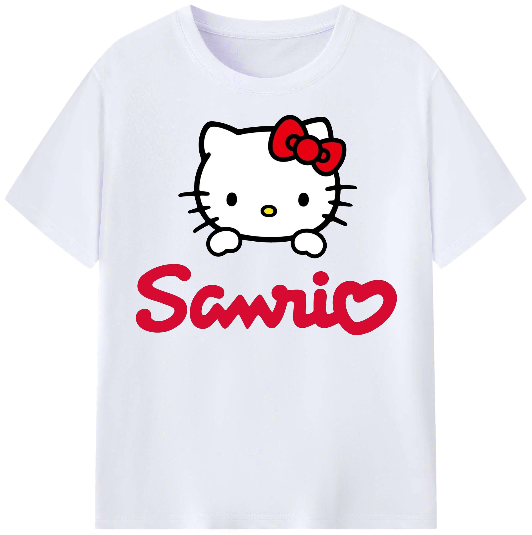 サンリオハローキティ - レディースカジュアルプリントTシャツ ・ 綿100％ ・ クルーネック ・ フロントプリント ・ 柔らかく快適 ・ フィットネス カジュアル 旅行用