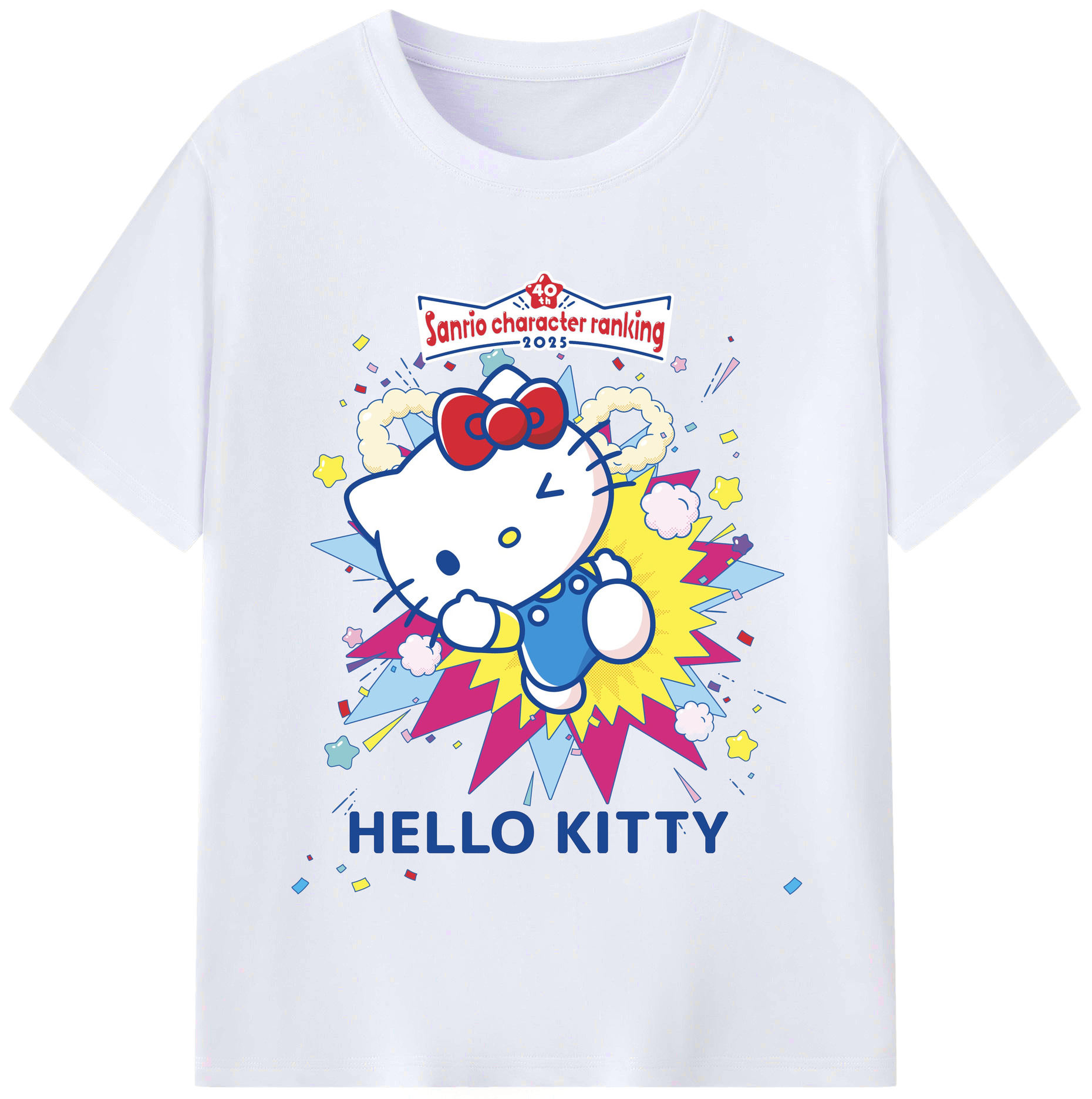 サンリオハローキティ - レディースカジュアルプリントTシャツ ・ 綿100％ ・ クルーネック ・ フロントプリント ・ 柔らかく快適 ・ フィットネス カジュアル 旅行用