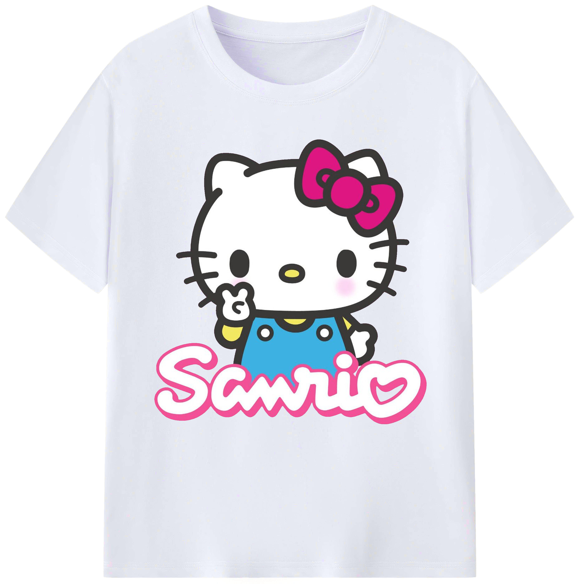 サンリオハローキティ - レディースカジュアルプリントTシャツ ・ 綿100％ ・ クルーネック ・ フロントプリント ・ 柔らかく快適 ・ フィットネス カジュアル 旅行用