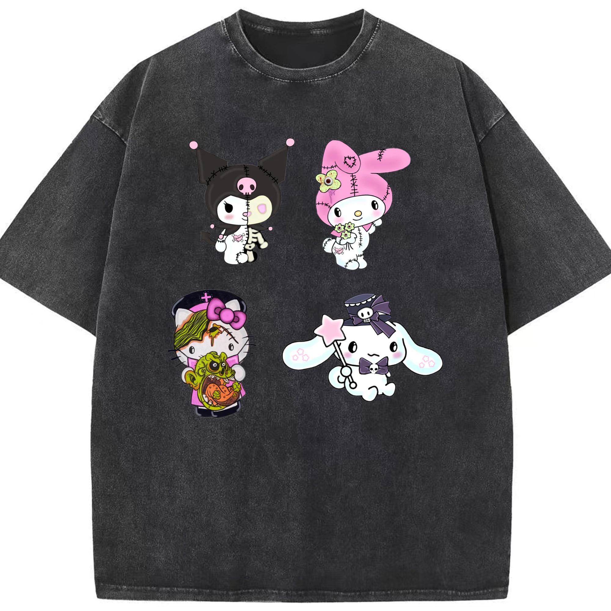 毎日着たい♪カジュアルサンリオ - 綿100％ ヴィンテージ風 半袖Tシャツ ・ フロントプリント ・ 柔らか肌触り ・ 通気性 快適 ・ スポーツ カジュアル 外出用