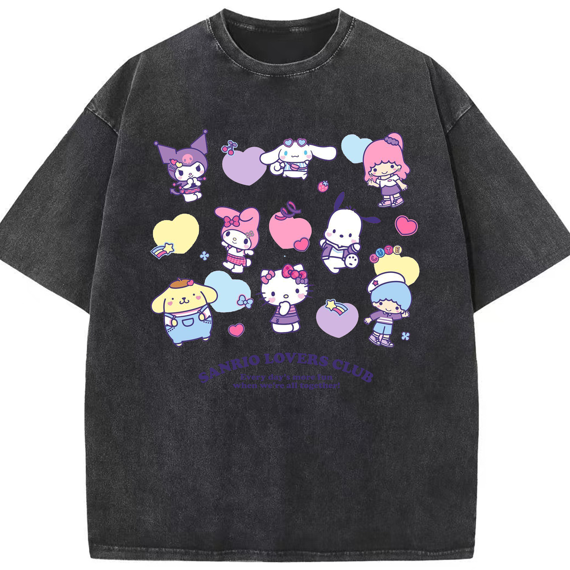 毎日着たい♪カジュアルサンリオ - 綿100％ ヴィンテージ風 半袖Tシャツ ・ フロントプリント ・ 柔らか肌触り ・ 通気性 快適 ・ スポーツ カジュアル 外出用