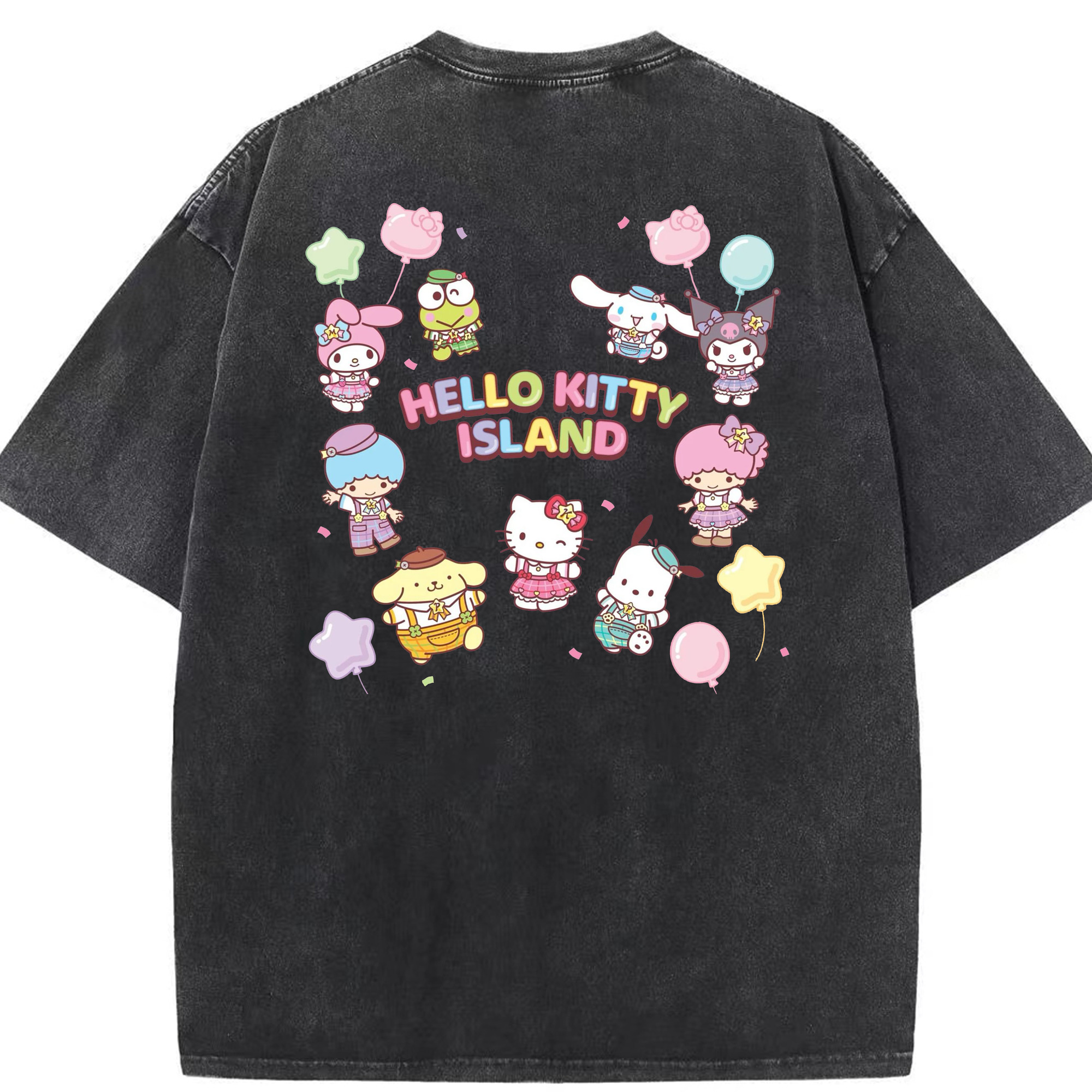毎日着たい♪カジュアルサンリオ - 綿100％ ヴィンテージ風 半袖Tシャツ ・ 背面プリント ・ 柔らか肌触り ・ 通気性 快適 ・ スポーツ カジュアル 外出用