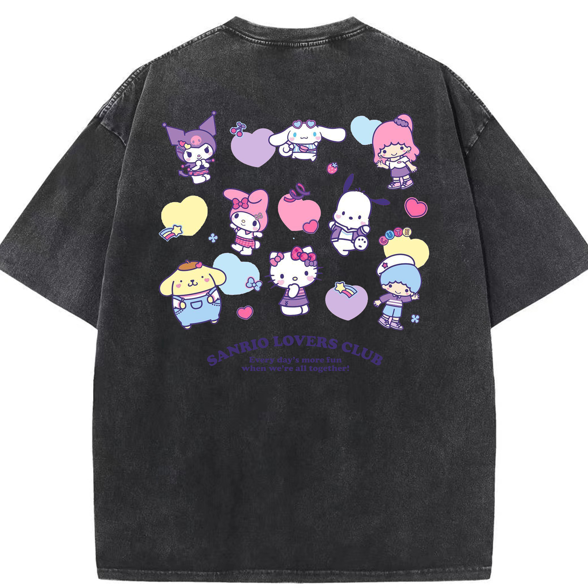 毎日着たい♪カジュアルサンリオ - 綿100％ ヴィンテージ風 半袖Tシャツ ・ 背面プリント ・ 柔らか肌触り ・ 通気性 快適 ・ スポーツ カジュアル 外出用