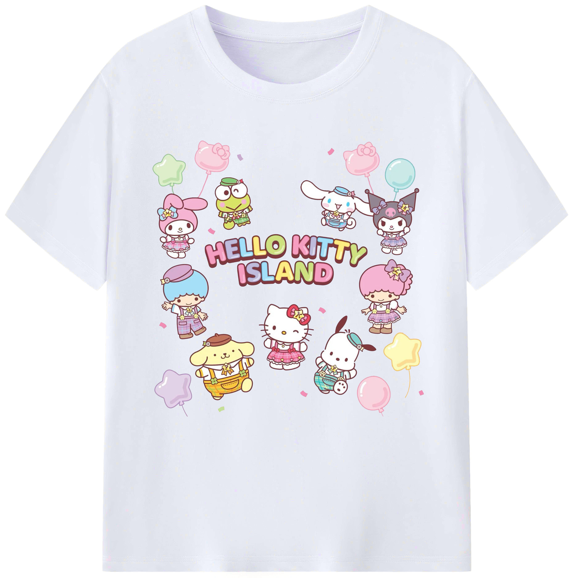 毎日着たい♪カジュアルサンリオ - レディースカジュアルプリントTシャツ ・ 綿100％ ・ クルーネック ・ フロントプリント ・ 柔らかく快適 ・ フィットネス カジュアル 旅行用