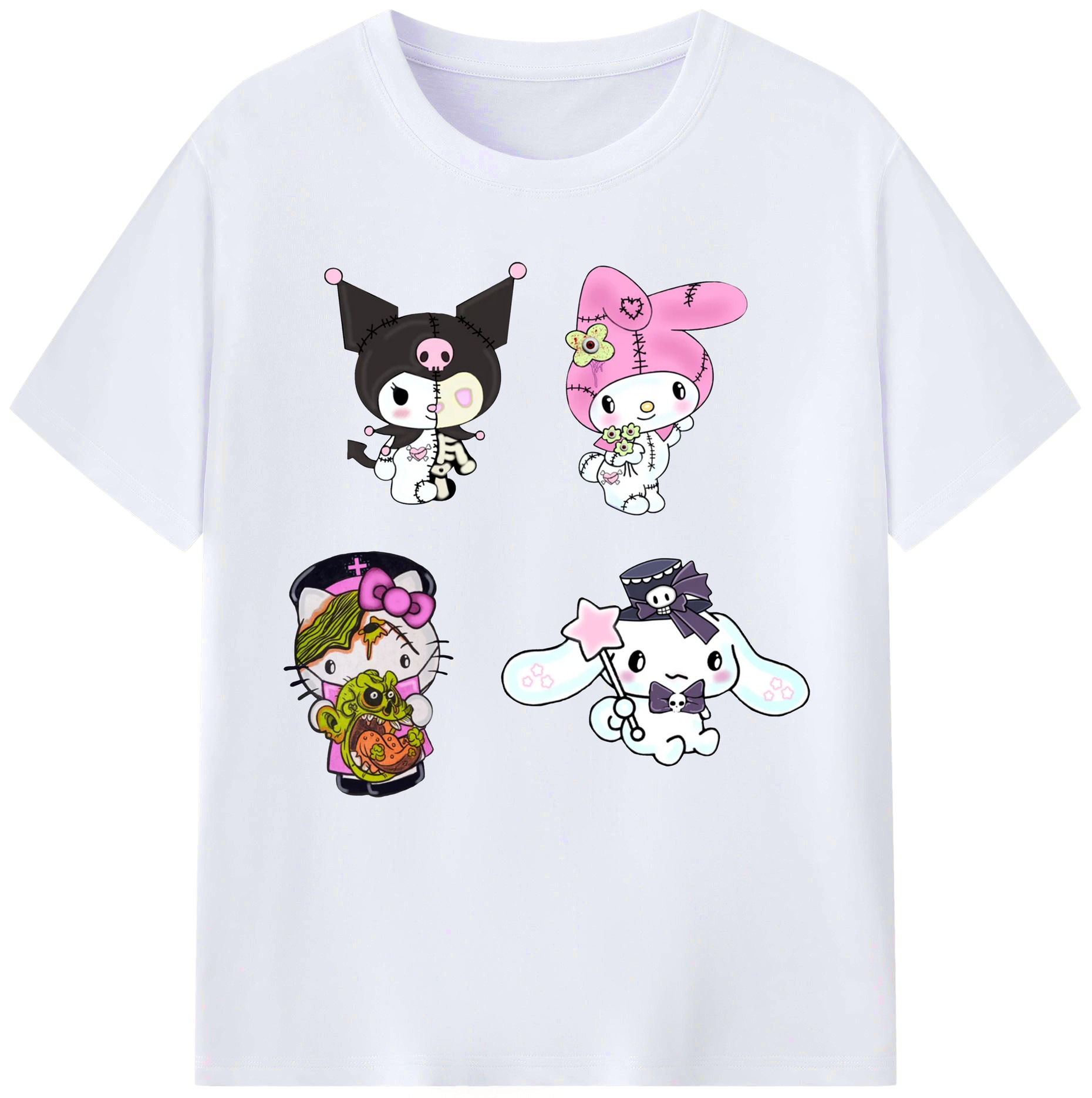 毎日着たい♪カジュアルサンリオ - レディースカジュアルプリントTシャツ ・ 綿100％ ・ クルーネック ・ フロントプリント ・ 柔らかく快適 ・ フィットネス カジュアル 旅行用
