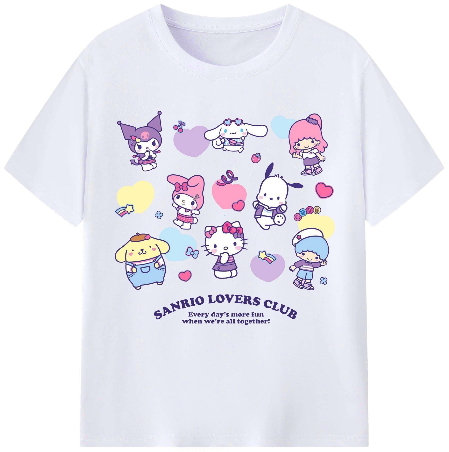 毎日着たい♪カジュアルサンリオ - レディースカジュアルプリントTシャツ ・ 綿100％ ・ クルーネック ・ フロントプリント ・ 柔らかく快適 ・ フィットネス カジュアル 旅行用